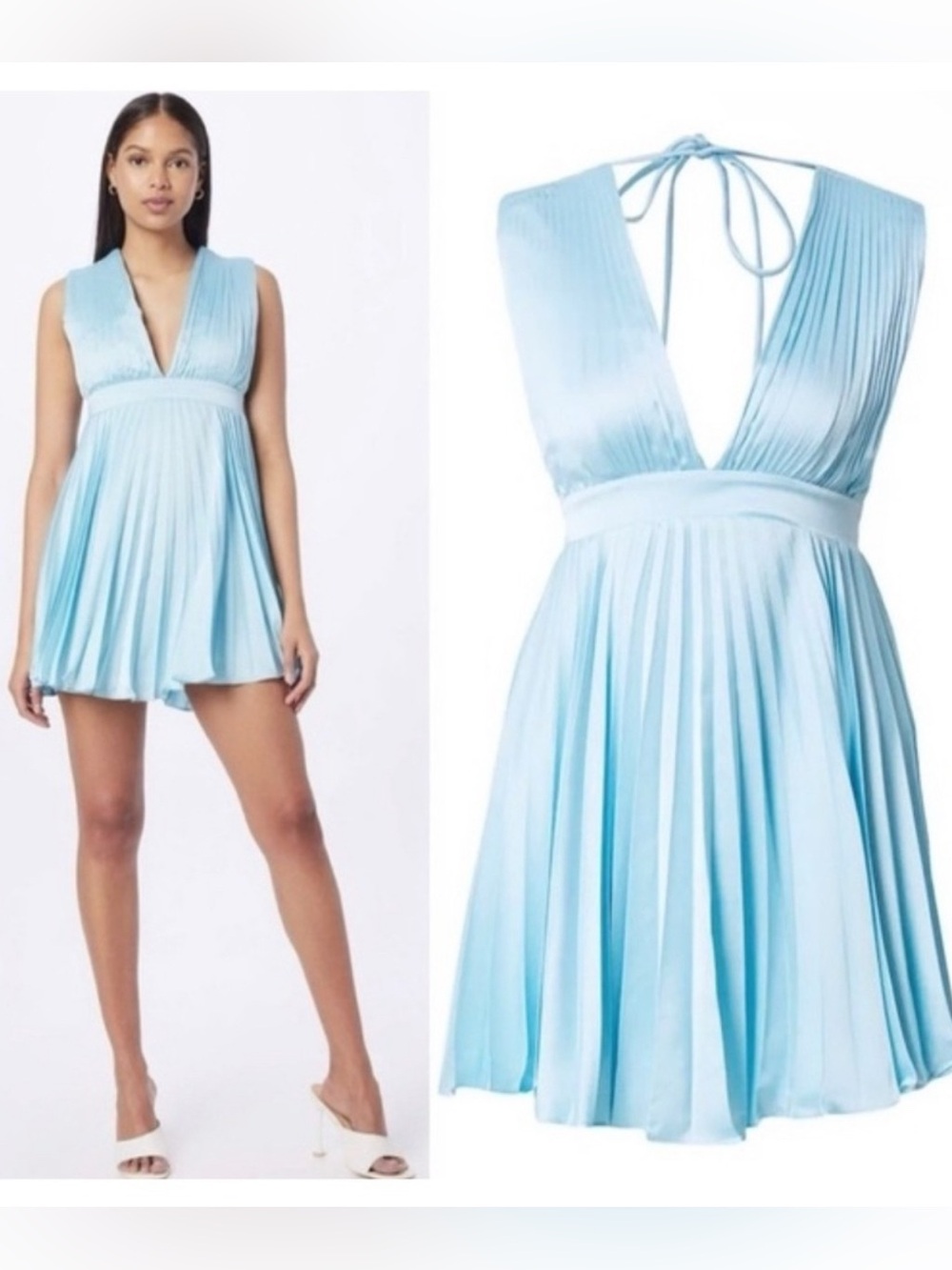 ABERCROMBIE Pleated V-Neck Mini Dress size M NWT